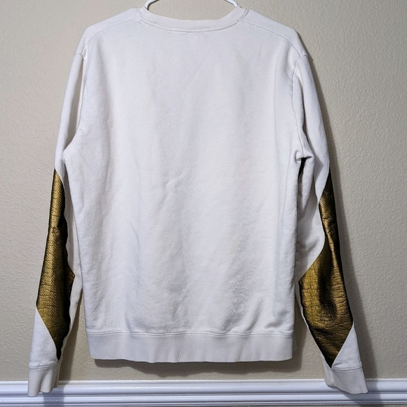 MSGM White and Gold Oversized Pullover Sweatshirt - Picture 4 of 4